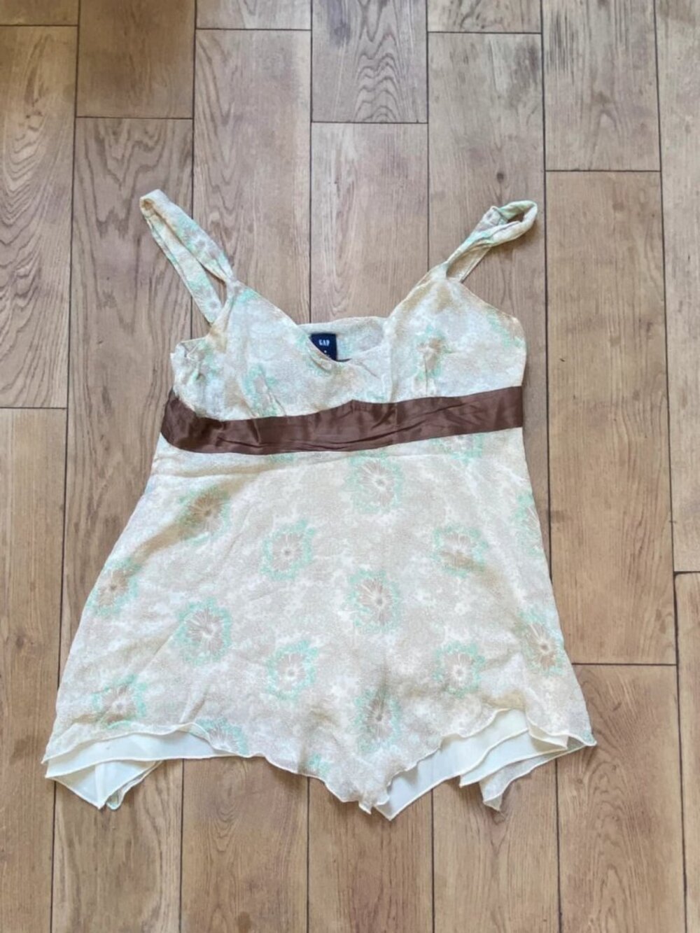 Beige Floral Adjustable Silk Cami Top Women's Size M